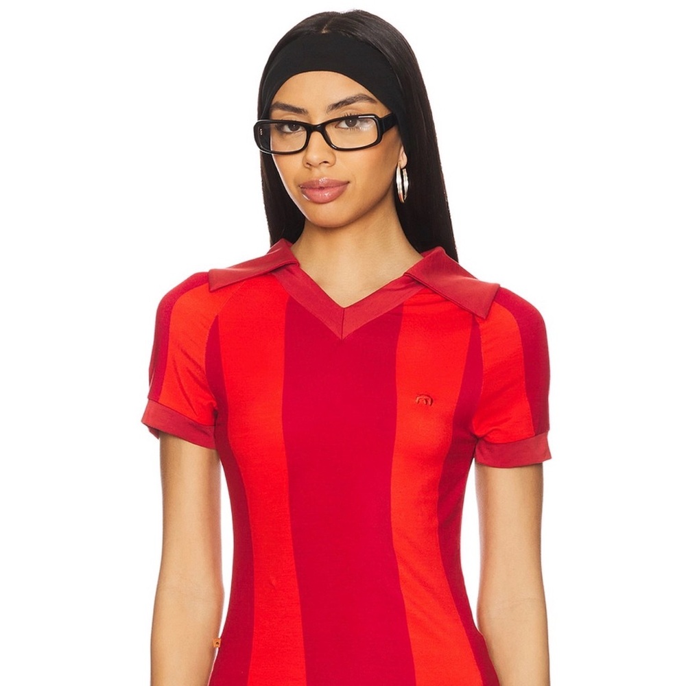 Miaou Red & Scarlet Striped Polo Tee